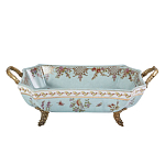 Блюдо прямоугольное из голубого фарфора с ручками и рисунком птиц и цветов Blue Garden варинант исполнения - 1 | Loft Concept в Твери