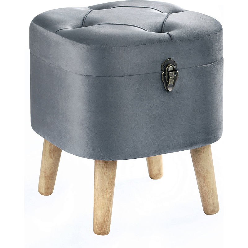 Пуф Leather with a snap Серый Золотой Пуф Leather with a snap Серый Золотой в Твери | Loft Concept