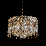 Люстра круглая с хрустальными подвесками на золотистом каркасе Roul Crystal Light варинант исполнения - 4 | Loft Concept в Твери