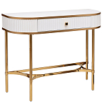 Консоль с ящиком белая с золотом Textured White Console with Gold варинант исполнения - 1 | Loft Concept в Твери
