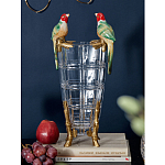 Ваза из прозрачного стекла с бронзовыми ножками и фигурками попугаев Eden Garden porcelain and bronze варинант исполнения - 1 | Loft Concept в Твери