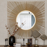 Зеркало-солнце круглое с золотыми лучам Sunrise варинант исполнения - 2 | Loft Concept в Твери