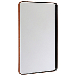 Зеркало прямоугольное в металлической раме с кожаной отделкой Loft in Reflection варинант исполнения - 2 | Loft Concept в Твери