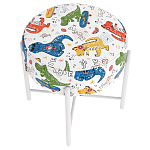 Пуф детский круглый с принтом на 4-х белых ножках Dinosaurs CHILDHOOD варинант исполнения - 3 | Loft Concept в Твери