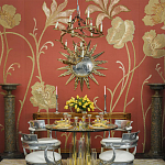 Обои с вышивкой ручной работы Deco Flowers Original colourway on wool sateen варинант исполнения - 1 | Loft Concept в Твери