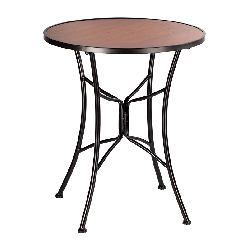 Столик приставной с круглой столешницей на металлическом черном основании Scenical Table Черный Коричневый в Твери | Loft Concept 