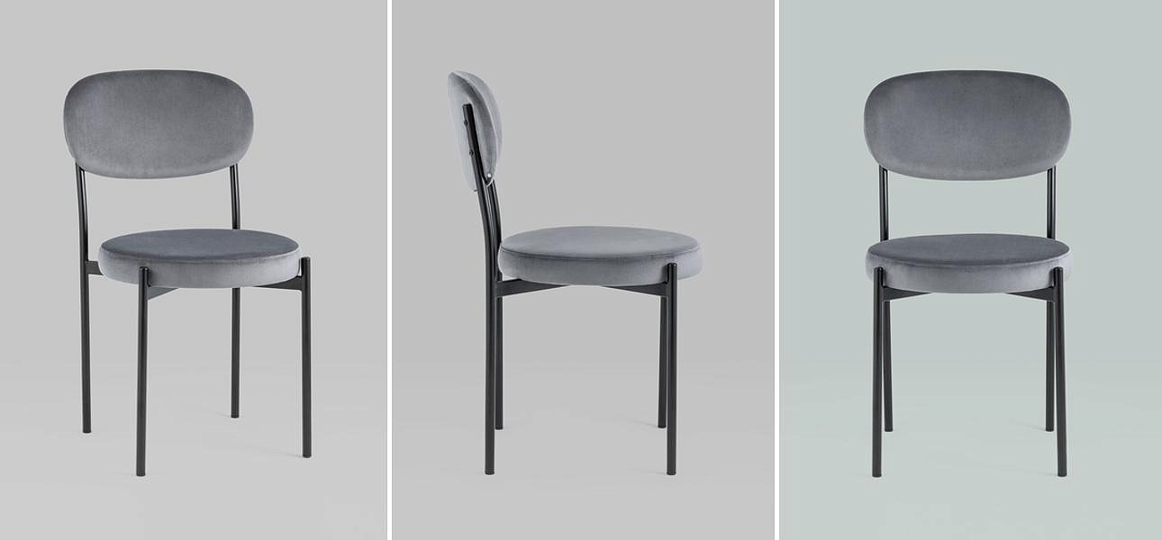 Стул Alfie Chair Серый Велюр Стул Alfie Chair Серый Велюр - Loft-Concept в Твери