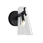 Бра конусообразной формы из прозрачного акрила и черной стали Glass Cylinder Black варинант исполнения - 1 | Loft Concept в Твери