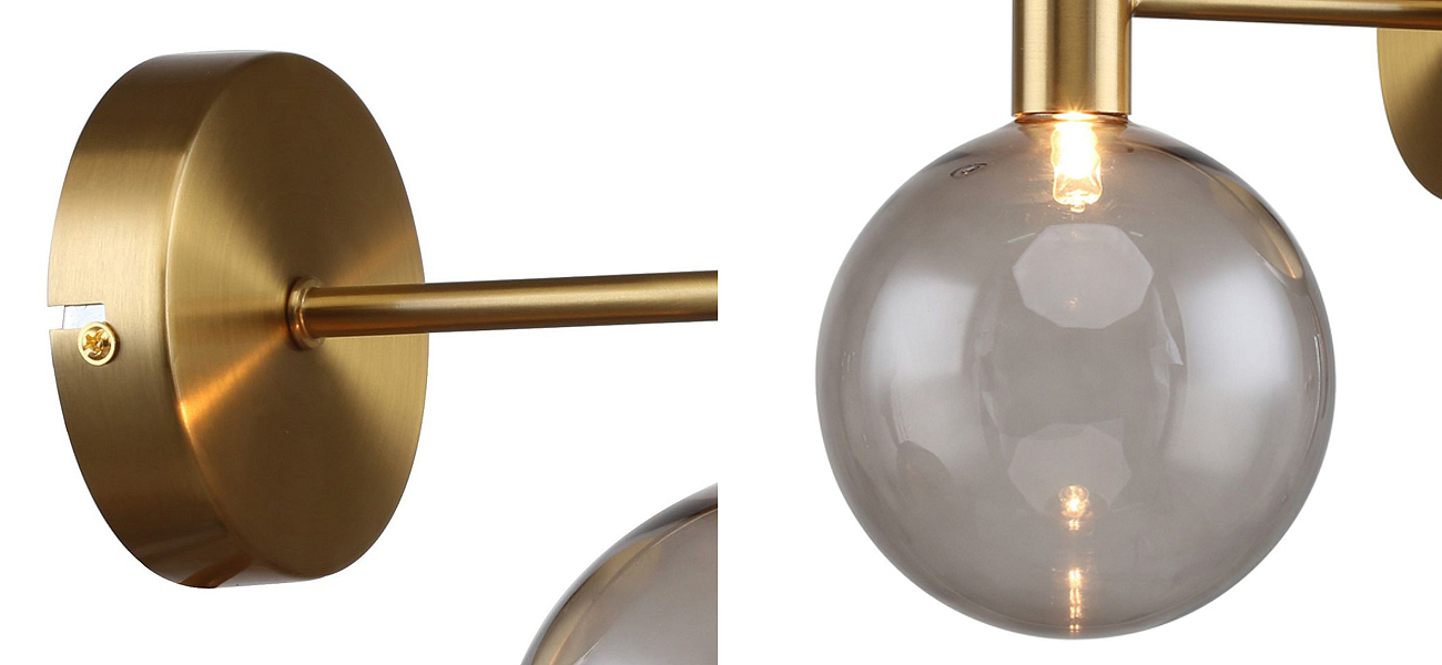 Бра с выдувным плафоном коньячного цвета Carmella Globe Brass Бра с выдувным плафоном коньячного цвета Carmella Globe Brass - Loft-Concept в Твери