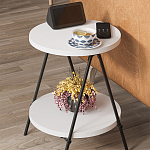 Стол приставной с 2-мя круглыми белыми столешницами ESSEL SIDE TABLE WHITE варинант исполнения - 9 | Loft Concept в Твери