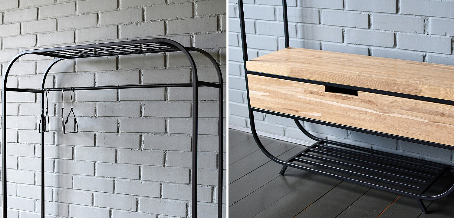 Рейл с выдвижным ящиком Ewing Industrial Metal Rust Clothes Rail Рейл с выдвижным ящиком Ewing Industrial Metal Rust Clothes Rail - Loft-Concept в Твери