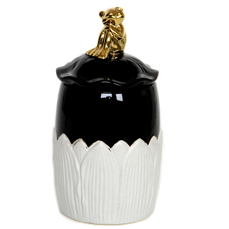 Ваза-банка керамическая On the land Черный Золотой Белый в Твери | Loft Concept 