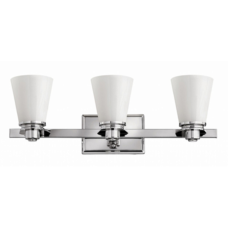 Бра для ванных комнат с белыми стеклянными конусными плафонами Hinkley Хром Белый в Твери | Loft Concept 