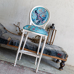 Барный стул из массива бука с изображением птиц и цветов Turquoise Beige Chinoiserie Garden Chair варинант исполнения - 8 | Loft Concept в Твери