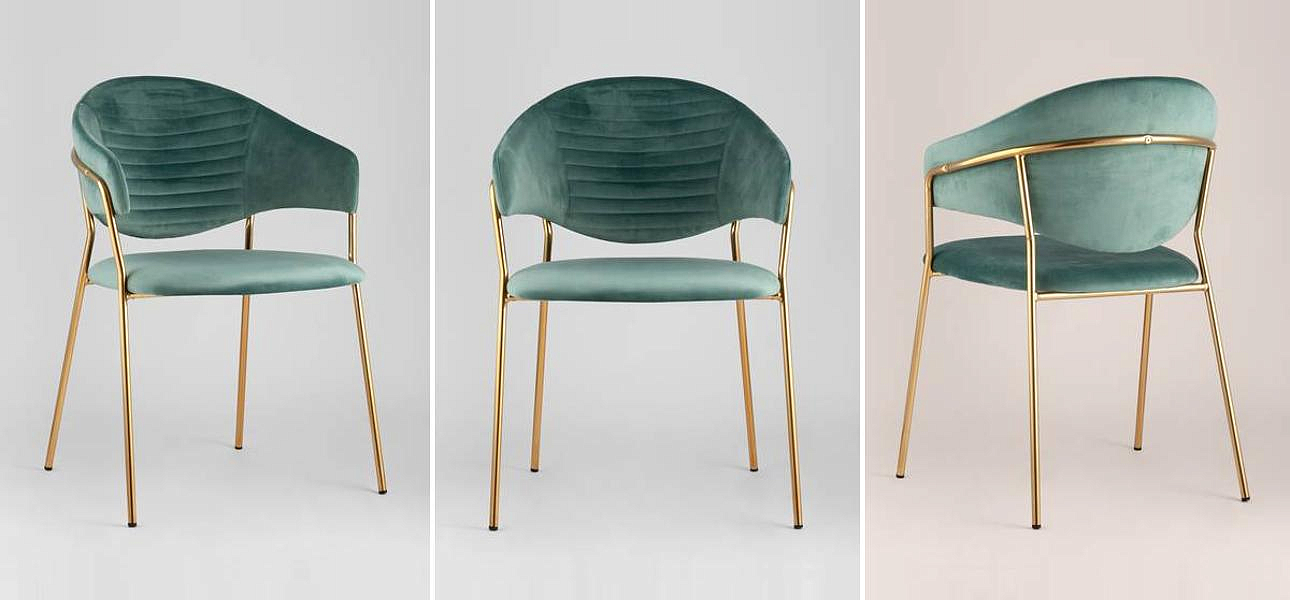 Стул Alexis Chair Велюр Мятный цвет Золотые ножки Стул Alexis Chair Велюр Мятный цвет Золотые ножки - Loft-Concept в Твери