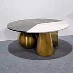 Дизайнерский журнальный стол с круглой столешницей на 3-х геометрических ножках Lehumod варинант исполнения - 1 | Loft Concept в Твери