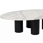 Кофейный столик овальный с мраморной столешницей на 4-х массивных ножках Demonstration of Taste варинант исполнения - 1 | Loft Concept в Твери