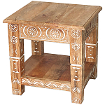 Кофейный стол из массива манго с резьбой Vallez Grey Mango Coffee Table варинант исполнения - 1 | Loft Concept в Твери