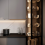 Серый кухонный гарнитур с фасадом под светлый дуб Ferrand Kitchen Set варинант исполнения - 4 | Loft Concept в Твери