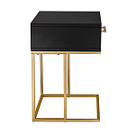 Приставной столик с резным узором на выдвижном ящике Black Table Carved Pattern варинант исполнения - 5 | Loft Concept в Твери