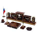 Настольный письменный набор с часами из природного камня обсидиана Royal Set варинант исполнения - 2 | Loft Concept в Твери