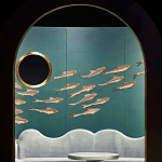 Обои с вышивкой ручной работы Deco Fish Original colourway варинант исполнения - 2 | Loft Concept в Твери