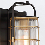 Настенный фонарь цилиндрической формы с рифленым стеклом в золотом каркасе на черном прямоугольном основании Eurofase варинант исполнения - 16 | Loft Concept в Твери