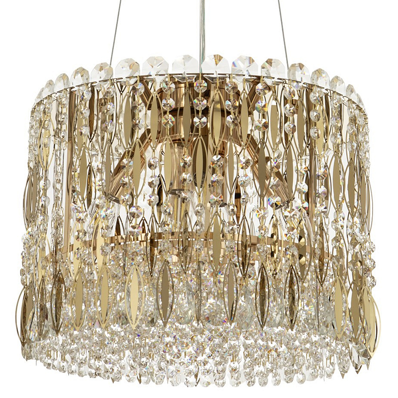 Круглая люстра с металлическими и хрустальными подвесками Bonnay Crystal Chandelier Золотой Прозрачное Стекло Круглая люстра с металлическими и хрустальными подвесками Bonnay Crystal Chandelier Золотой Прозрачное Стекло в Твери | Loft Concept
