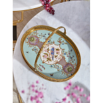 Блюдо овальное с ручкой и голубым фарфоровым дном с цветочным рисунком Blue Garden варинант исполнения - 2 | Loft Concept в Твери