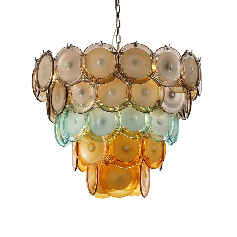 Люстра конусовидная с каскадом из разноцветных круглых подвесов Key Lustar Дымчатый (Smoke) Зеленый Янтарный в Твери | Loft Concept 
