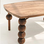 Обеденный стол деревянный с круглыми декоративными элементами на ножках Koko варинант исполнения - 4 | Loft Concept в Твери