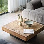 Дизайнерский журнальный стол квадратный с черным трапециевидным основанием Wokab варинант исполнения - 2 | Loft Concept в Твери