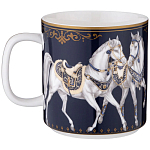 Кружка из фарфора синяя с изображением лошадей 400 мл Porcelain Horse Set варинант исполнения - 1 | Loft Concept в Твери