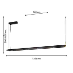 Подвесной светильник линейный вытянутой формы с черным матовым корпусом и золотистыми акцентами Line Pendant варинант исполнения - 1 | Loft Concept в Твери