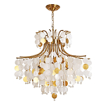 Люстра подвесная с белыми и золотыми круглыми подвесками Диаметр 70 см SHELL Chandelier варинант исполнения - 1 | Loft Concept в Твери