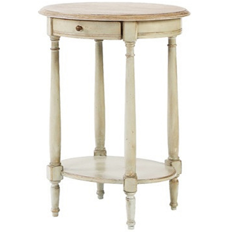 Круглый кофейный стол с ящиком Emilien Montmartre Provence Coffee Table Слоновая кость Светлый дуб Круглый кофейный стол с ящиком Emilien Montmartre Provence Coffee Table Слоновая кость Светлый дуб в Твери | Loft Concept
