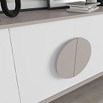 Комод бежево-белый с 4-мя дверцами c декором в виде бежевого круглого элемента на фасаде GORA CONSOLE 180CM LIGHT MOCHA варинант исполнения - 4 | Loft Concept в Твери