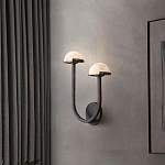 Бра с 2-мя мраморными плафонами на черном корпусе Light Warm Light варинант исполнения - 2 | Loft Concept в Твери