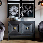 Тумба черная из дерева двухдверная Geometric Double Door Nightstand варинант исполнения - 5 | Loft Concept в Твери