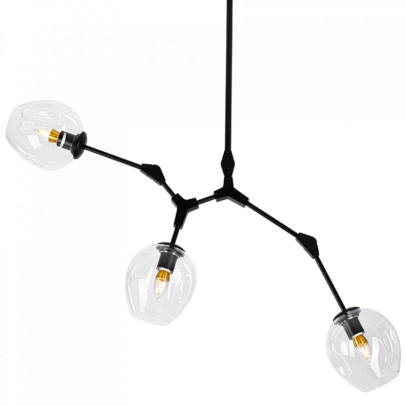 Люстра Сrumpled Glass Bubble Chandelier Black 3 плафона Прозрачный Люстра Сrumpled Glass Bubble Chandelier Black 3 плафона Прозрачный в Твери | Loft Concept