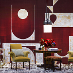 Обои ручная роспись в стиле Арт-деко Assemblage Original colourway on red silk dupion варинант исполнения - 2 | Loft Concept в Твери