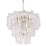 Люстра круглая многоярусная с прозрачными подвесками из стекла Hexagon Tube Light варинант исполнения - 1 | Loft Concept в Твери