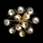 Потолочная люстра круглая ветвистыми бронзовыми элементами и стеклянными рифлеными дисками Textured Glass Chandelier варинант исполнения - 2 | Loft Concept в Твери