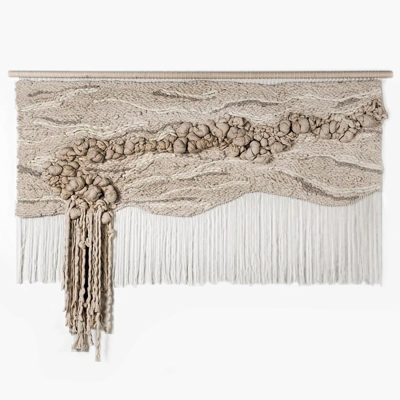 Современное Текстильное Панно "Река и Камни"  Бежевый в Твери | Loft Concept 