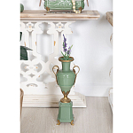 Ваза зеленого цвета из фарфора на высокой подставке с бронзовыми ручками Eden Garden porcelain and bronze варинант исполнения - 4 | Loft Concept в Твери