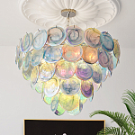 Люстра с каскадом из круглых разноцветных стеклянных дисков Mother of Pearl Iridescence варинант исполнения - 1 | Loft Concept в Твери