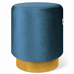 Пуф синий велюр на золотом металлическом основании Golden Belt варинант исполнения - 1 | Loft Concept в Твери