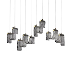 Подвесной светильник линейный с плафонами волнистой формы из фактурного стекла Big Wave варинант исполнения - 2 | Loft Concept в Твери