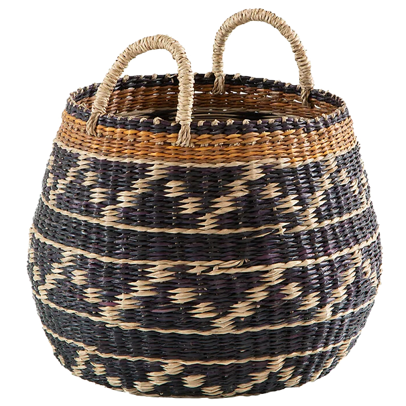 Шарообразная корзина с орнаментом Jokia Wicker Basket Коричневый Бежевый Шарообразная корзина с орнаментом Jokia Wicker Basket Коричневый Бежевый в Твери | Loft Concept