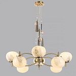 Люстра подвесная с 8-ю шарообразными плафонами из белого стекла с подвесками из камня и кисточками Agatelle варинант исполнения - 4 | Loft Concept в Твери